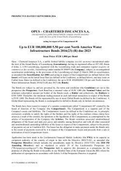 OPUS &ndash; CHARTERED ISSUANCES S.A. Up to EUR 100,000,000