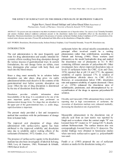THE EFFECT OF SURFACTANT ON THE DISSOLUTION RATE OF
