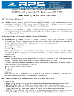 Kinematic of Machine - RPS Group of Institutions