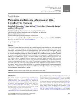 Metabolic and Sensory Influences on Odor Sensitivity in Humans