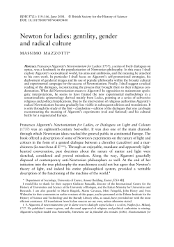 Newton for ladies: gentility, gender and radical culture