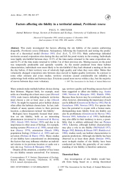 Factors affecting site fidelity in a territorial animal
