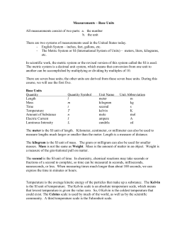 Measurements &ndash; Base Units All measurements consist of two parts
