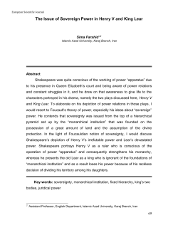 The Issue of Sovereign Power in Henry V and King Lear
