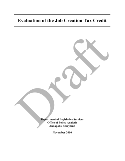 Draft Evaluation of the Job Creation Tax Credit