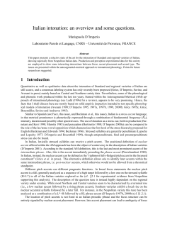 Italian intonation: an overview and some questions.