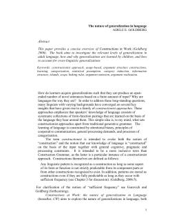 1 The nature of generalization in language ADELE E. GOLDBERG