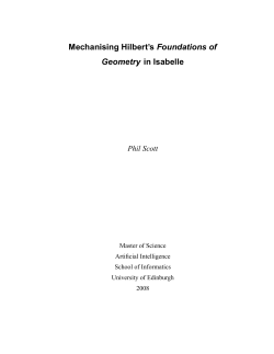 Mechanising Hilbert`s Foundations of Geometry in Isabelle Phil Scott