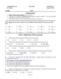 CHEMISTRY 121 EXAM IIA 100 POINTS