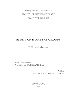 STUDY OF ISOMETRY GROUPS PhD thesis abstract