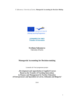 Svetlana Saksonova Managerial Accounting for Decision