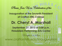 Please Join Us in Celebration of the Dr. Cheryl A. Marshall