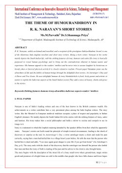 THE THEME OF HUMOURANDIRONY IN R. K. NARAYAN`S SHORT