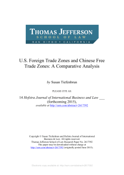 US Foreign Trade Zones and Chinese Free Trade Zones