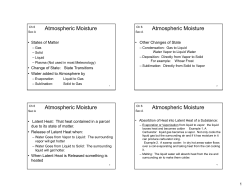 Atmospheric Moisture Atmospheric Moisture Atmospheric Moisture
