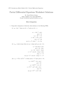 Partial Differential Equations Worksheet Solutions