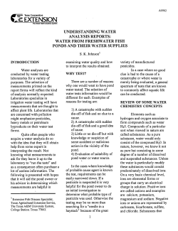 Understanding Water Analysis Reports: Water from Freshwater Fish