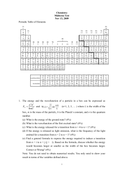 Chemistry Midterm Test Nov 13, 2009 Periodic Table of Elements 1