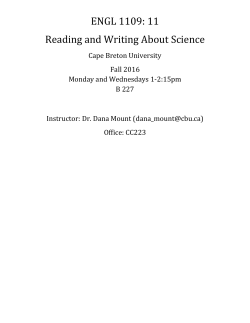 ENGL1109 Reading and Writing about Science