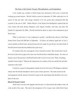 The State of the Sound: Oxygen, Phytoplankton, and Zooplankton