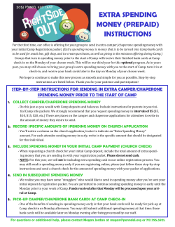 EXTRA SPENDING MONEY (PREPAID) INSTRUCTIONS
