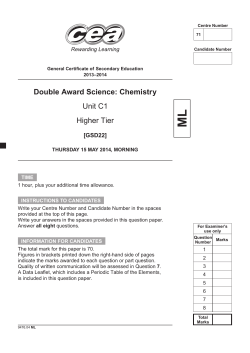Higher Tier, Unit C1: Chemistry (ML)
