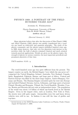 physics 1909: a portrait of the field hundred years ago