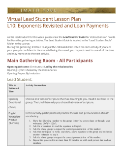 Exponents Revisited and Loan Payments - BYU