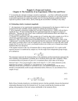 The Sensitivity of an Experiment: Effect Size and Power