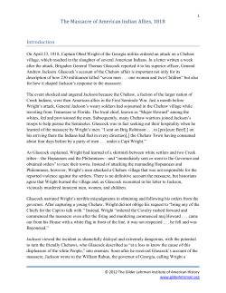 The Massacre of American Indian Allies, 1818 Introduction