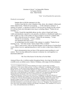 1 Literature in Secret: An Impossible Filiation by Jacques Derrida