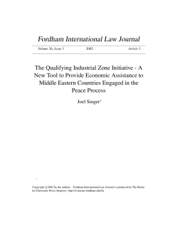 The Qualifying Industrial Zone Initiative - A New