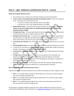 Class X &ndash; Light : Reflection and Refraction (Part III &ndash; Lenses)