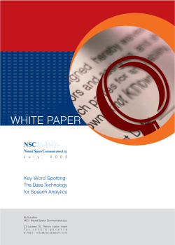 Key-Word Spotting- The Base Technology for