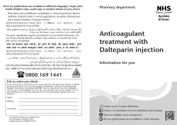 Anticoagulant treatment with Dalteparin injection