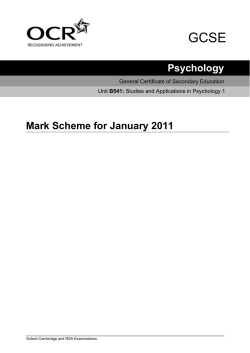 Unit B541 - Studies and applications in psychology 1 - January