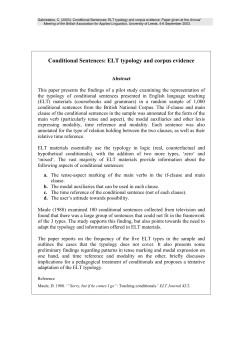 Conditional Sentences: ELT typology and corpus evidence