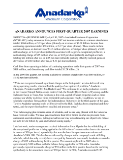 Anadarko Announces First-Quarter 2007 Earnings