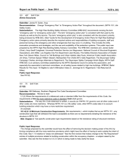 Report on Public Input &ndash; June 2014 NFPA 101