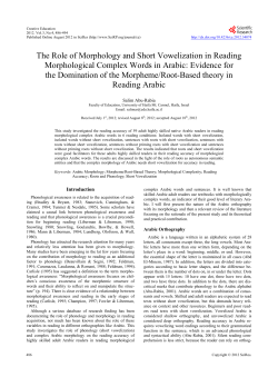 The Role of Morphology and Short Vowelization in Reading