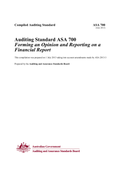 Auditing Standard ASA 700 Forming an Opinion and Reporting on a