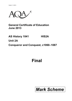 A-level History Mark scheme HIS2A - Conqueror and