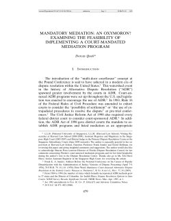 Mandatory Mediation: An Oxymoron? Examining the Feasibility of