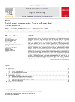 Digital image steganography Survey and analysis of current methods
