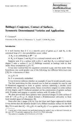 Babbage`s conjecture, contact of surfaces, symmetric determinantal