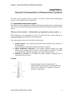 CHAPTER II General Characteristics of Measurement Systems