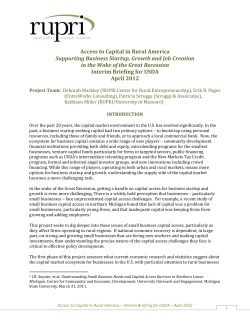 Access to Capital in Rural America Supporting Business Startup