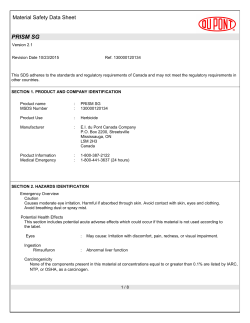 Prism SG&reg; MSDS - DuPont Canada