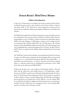 Ernest Bevin`s Third Force Memos