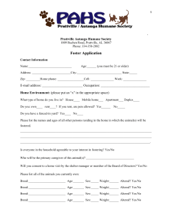 Foster Application - Prattville / Autauga Humane Society